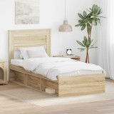 Cumpara ieftin Cadru de pat Simplu Stejar Sonoma 75 x 190 cm Lemn de pin masiv