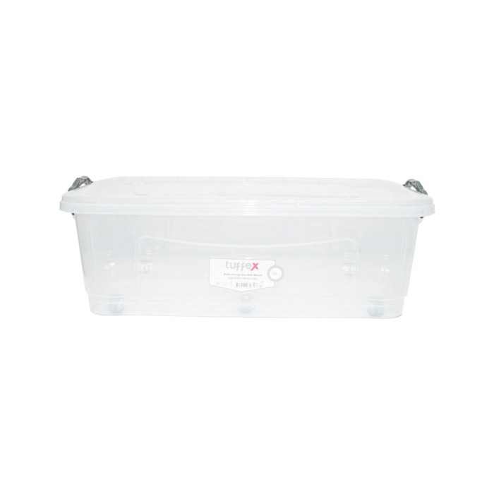Cutie depozitare 30L cu capac si roti din plastic transparenta 630x400x200mm
