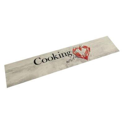 vidaXL Covor bucătărie lavabil, text Cooking/ardei, 60x300 cm, catifea foto