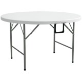 Outsunny Masă Pliabilă de Grădină &Phi;122 cm, Masă de Picnic Rotundă pentru 6 Persoane, Cadru Metalic, Alb | Aosom Romania