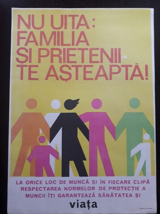 AF35 Afiș protecția muncii, Rom&acirc;nia comunistă