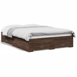 VidaXL Cadru pat cu sertare stejar maro 120x190 cm lemn prelucrat