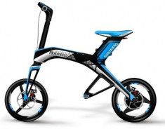 Bicicleta electrica Robstep X1, Bluetooth, Telecomanda, Viteza maxima 20 km/h, Autonomie 20-25 km, Roti 14inch (Albastru) foto