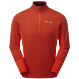 Montane Iridium Hybrid Pull-On Firefly Orange, Fleece Barbati, Tecnostretch, Uscare Rapida, Drumetii, Alpinism, Marimea L