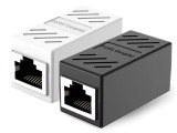 Adaptor / Mufa de prelungire cablu retea cat6, UTP / FTP / RJ45, Active, mama-mama, alb/negru, prelungitor cablu internet cat.6 gigabit coupler, conta