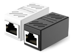 Adaptor / Mufa de prelungire cablu retea cat6, UTP / FTP / RJ45, Active, mama-mama, alb/negru, prelungitor cablu internet cat.6 gigabit coupler, conta