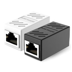 Adaptor / Mufa de prelungire cablu retea cat6, UTP / FTP / RJ45, Active, mama-mama, alb/negru, prelungitor cablu internet cat.6 gigabit coupler, conta