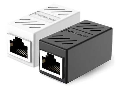 Adaptor / Mufa de prelungire cablu retea cat6, UTP / FTP / RJ45, Active, mama-mama, alb/negru, prelungitor cablu internet cat.6 gigabit coupler, conta foto
