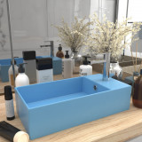 Chiuveta de baie cu preaplin, albastru deschis, ceramica GartenMobel Dekor, vidaXL