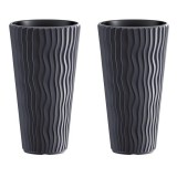 Set 2 ghivece de flori, Sandy Slim, rotunde, inalte, 39x70.8 cm, antracit, Prosperplast GartenVIP DiyLine