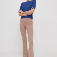 XT Studio pantaloni femei, culoarea bej, evazati, high waist