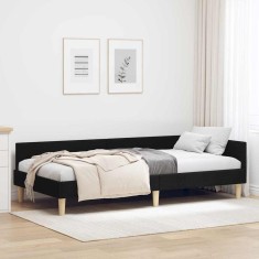 vidaXL Cadru de pat colțar Altele cu headboard Negru 90 x 200 cm 42016119