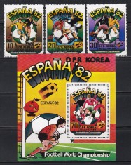 Coreea de Nord 1981 - Cupa Mondială de fotbal - Spania, Serie + Colita, MNH