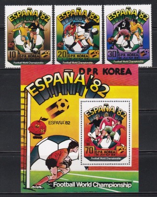 Coreea de Nord 1981 - Cupa Mondială de fotbal - Spania, Serie + Colita, MNH foto