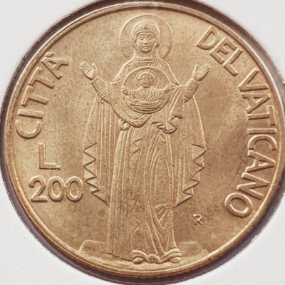 3186 Vatican 200 Lire 1990 Ioannes Paulus II (Our Lady of the Sign) km 224 foto