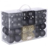 Set globuri de Craciun, 100 bucati, 3-6cm, negru auriu Household NewTrend