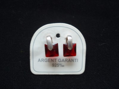 CERCEI ARGINT 925 CU CRISTAL ROSU foto