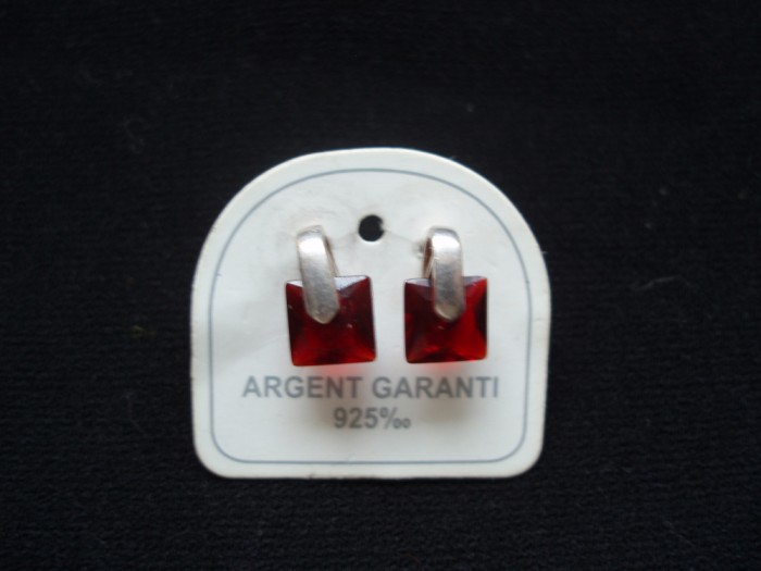 CERCEI ARGINT 925 CU CRISTAL ROSU