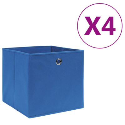 vidaXL Cutii depozitare, 4 buc., albastru, 28x28x28 cm, textil nețesut foto
