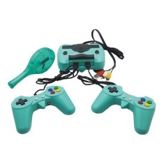 Consola cu 3000 de jocuri incorporate, cu racheta de tenis, cu intrare USB, alimentare la retea, albastru