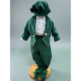 Costum botez verde, print cu aripi - DPH301