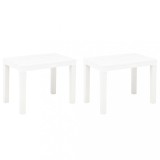 Banci de gradina, 2 buc., alb, plastic