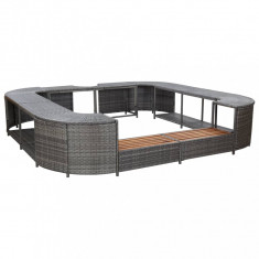 Mobilier împrejmuire spa gri 268x268x55 cm poliratan pătrat