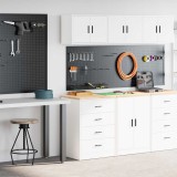 vidaXL Dulapuri de garaj 2 buc Lemn artificial alb 3328332