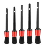 Set 5 perii pentru curatare interior auto, plastic, textil, negru, rosu