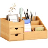HOMCOM Organizator Birou cu 2 Sertare și 7 Compartimente din Bambus 33x20.5x15.5 cm | Aosom Romania