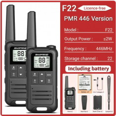 SET Baofeng F22 Walkie Talkie PMR446, încărcător tip C, 1400mAh