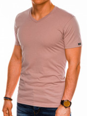 Tricou slim fit barbati S1041 - bej foto