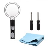 Kit Reparare Ochelari, Set 4 Piese, Lupă, șurubelnițe, Lavetă