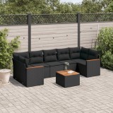 Cumpara ieftin Gossi set mobilier de gradina cu perne, 8 piese, negru, poliratan