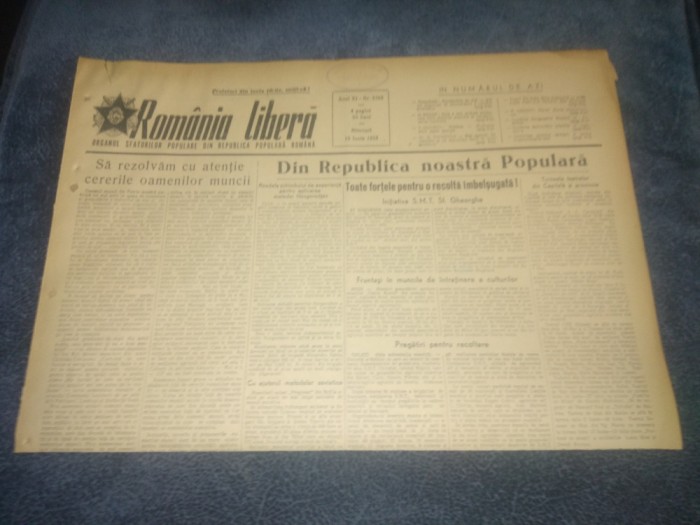 ZIARUL ROMANIA LIBERA 10 IUNIE 1953