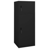 vidaXL Dulap Șa Negru Oțel 53x53x140cm, 2 Compartimente &icirc;ncuiabile, Raft reglabil, Carlige, Depozitare echipament ecvestru