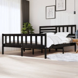 VidaXL Cadru de pat Super King 6FT, negru, 180x200 cm, lemn masiv