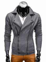 Jacheta pentru barbati, slim fit, inchidere laterala, gri - B699 foto