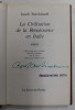 LA CIVILISATION DE LA RENAISSANCE EN ITALIE - ESSAI par JACOB BURCKHARDT , 1958