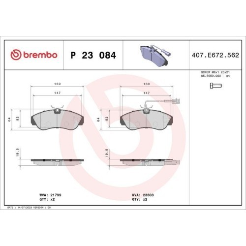 Placute frana Citroen Jumper I Box (230l) 02.94-04.02, Jumper I Bus (230p) 02.94-04.02, Jumper I (230) 03.94-04.02; Fiat Ducato Box (230) 03.94-05.05
