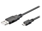 Cablu USB 2.0 USB-A la Micro-USB B 3m Negru, Goobay
