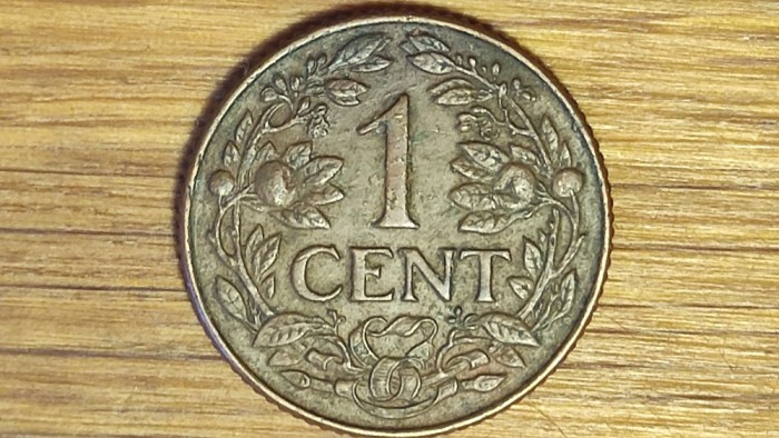 Surinam Suriname / Curacao - exceptie numismatica f rara - 1 cent 1942 - an unic de batere - vezi descrierea