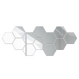 Set 12 autocolante de perete tip oglinda Bomstom, 126 * 110 * 63mm, Argintiu