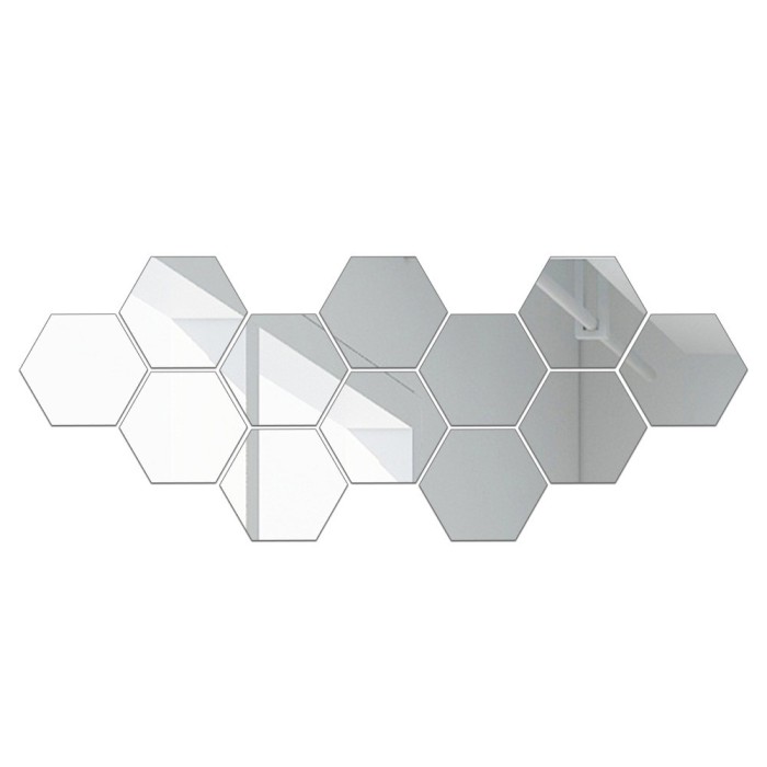 Set 12 autocolante de perete tip oglinda Bomstom, 126 * 110 * 63mm, Argintiu