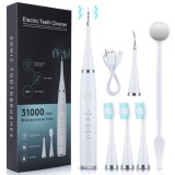 Set Curatare Dentara 2 in 1 WellLuck, Periuta De Dinti Si Aparat Detartraj, 3 Capete De Periuta Si 2 Pentru Detartraj, Incarcare Prin USB, Culoare Alb