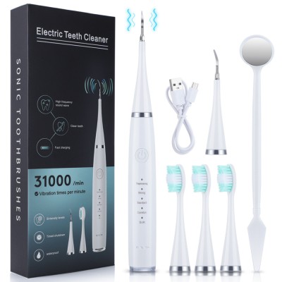 Set Curatare Dentara 2 in 1 WellLuck, Periuta De Dinti Si Aparat Detartraj, 3 Capete De Periuta Si 2 Pentru Detartraj, Incarcare Prin USB, Culoare Alb foto