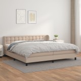 vidaXL Pat continental cu saltea, cappuccino, 200x200 cm, piele eco 3127336