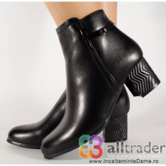 Botine office negre cu toc dama/dame/femei (028620) foto