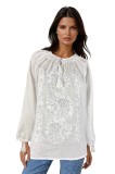 Bluza dama tip ie R256 alb optic marimea S, Casual, Bumbac