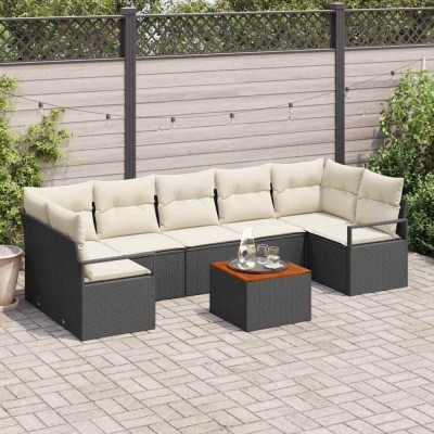 vidaXL Set de canapele pentru grădină 8 pcs Negru, alb foto